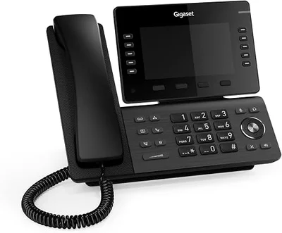 Gigaset P855BW PRO - Telefono IP Wi-Fi Gigabit PoE, 12 Account SIP, Bluetooth integrato, Display a colori da 5